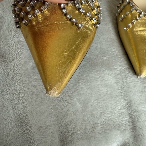 Jimmy Choo Gold Crystal Embellished Heels - Picture 5 of 6